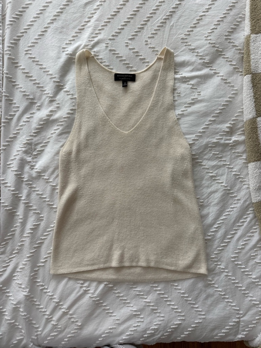 Banana Republic Cream Ribbed Knit Tank - 100% Organic Cotton